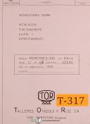 T.O.R. Talleres Ruiz-TOR Microtor D-330, Lathe, Spanish Instrucciones Sobre & Electricia Manual 1968-D-330-01